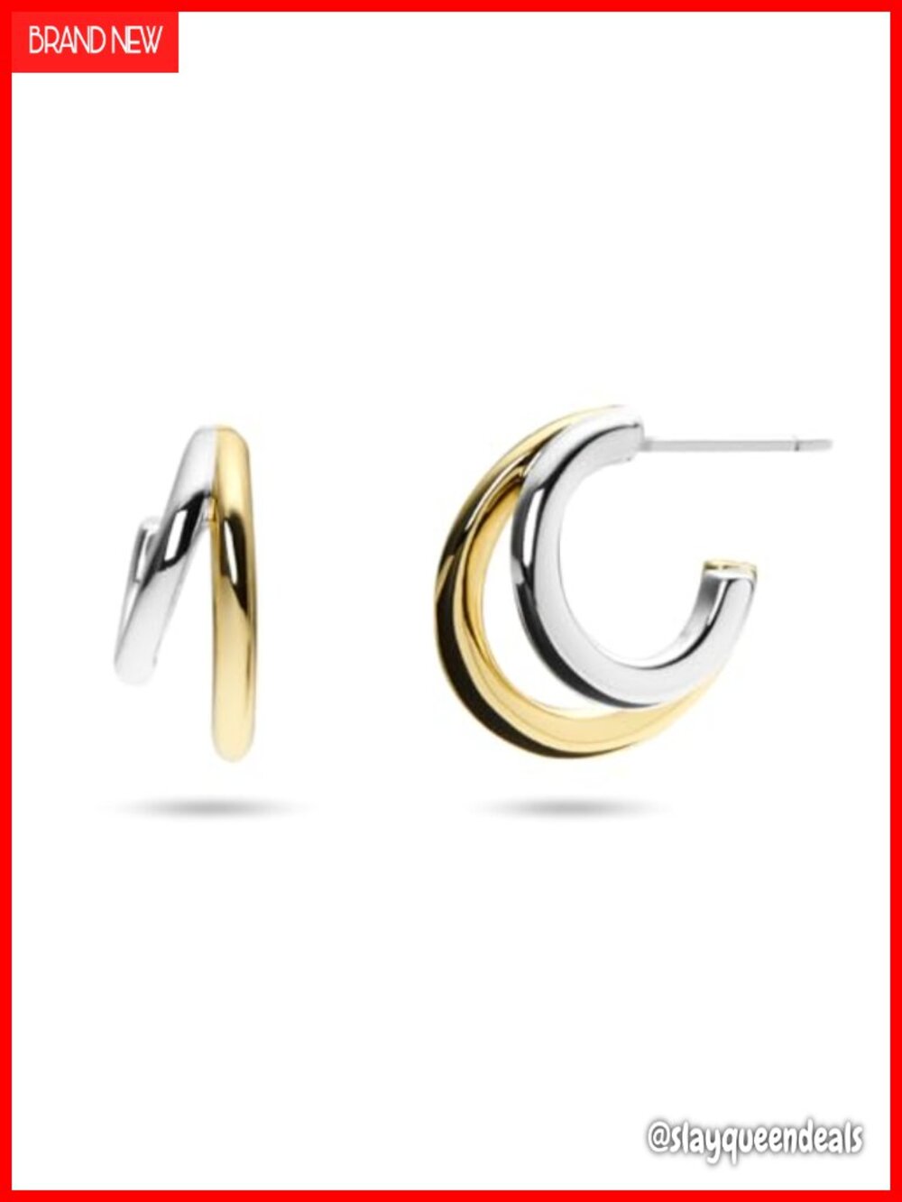 Double Hoop Earrings - Sterling Silver, 14k Gold Plated & Silver Rhodium -